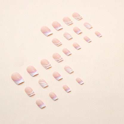 Short Square Press On Nails Nude French Manicure