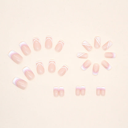 Short Square Press On Nails Nude French Manicure