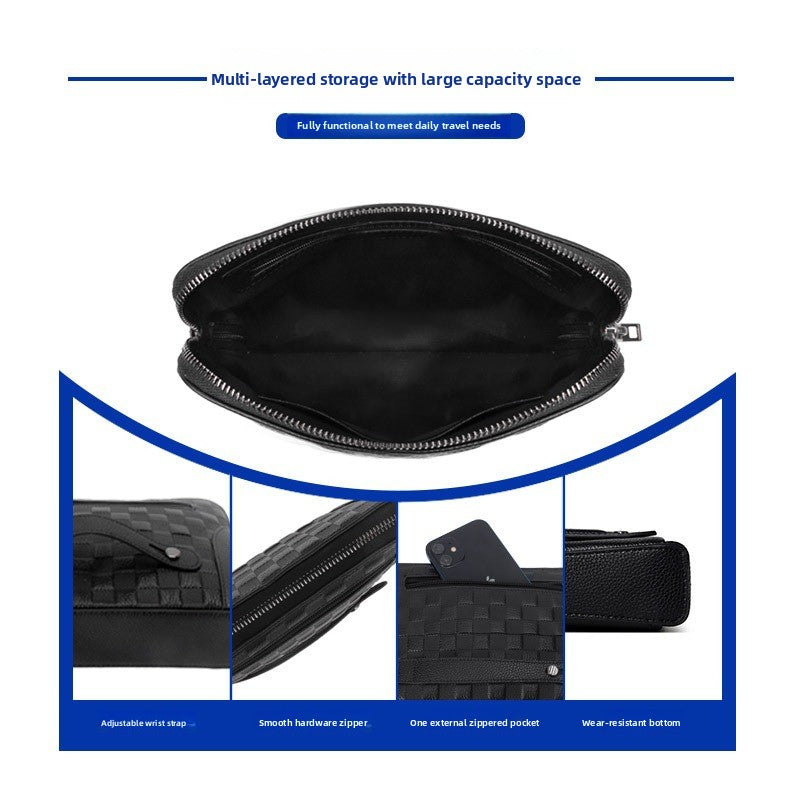 Leather Fingerprint Unlock Clutch Bag